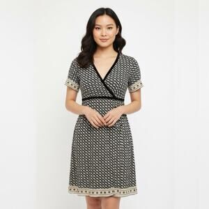 MSSP Max Studio Specialty Products Geometric Art Deco Fit Flare Dress Medium